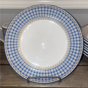 Royal Doulton Studio Provence Blue Plaid Salad Plate - Vintage - RARE